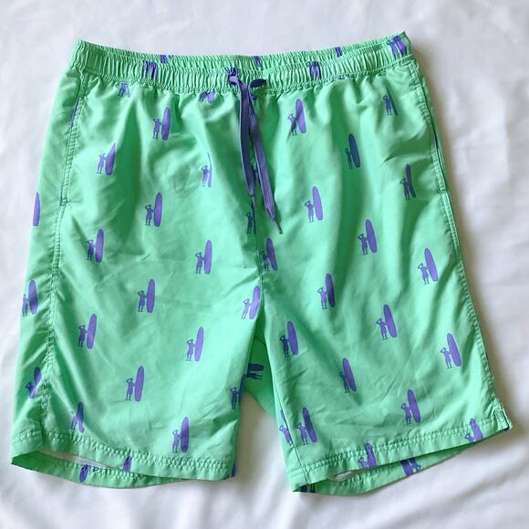 johnnie-O Other - Johnnie-O Men’s Shorts XXL Swim Trunks Lined Green AOP Surf Preppy Graphic Beach